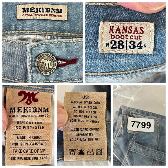 MEK Denim by Miss Me Kansas Bootcut Stretchy Jeans Size 28x34 Light Blue Wash - Picture 11 of 11